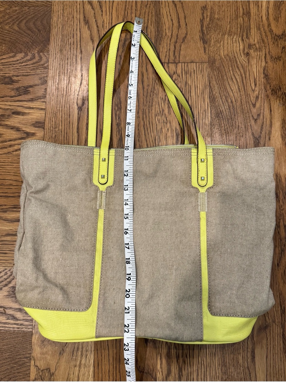 Canvas Tote Bag with Neon Yellow Trim - Picture 11 of 16